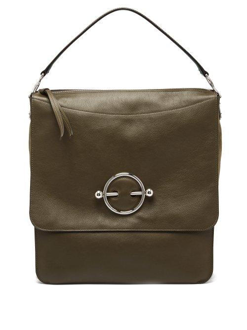 Matchesfashion.com Jw Anderson - Disc Leather Hobo Bag - Womens - Khaki