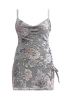 Alessandra Rich - Cowl-neck Floral-devor Chiffon Mini Dress - Womens - Silver Multi