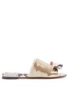 Rochas Sequin-embellished Snake-effect Bow Front Slides