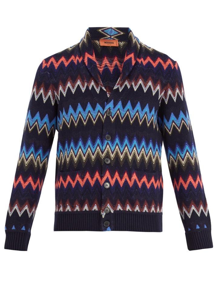 Missoni Chevron-intarsia Wool-blend Cardigan
