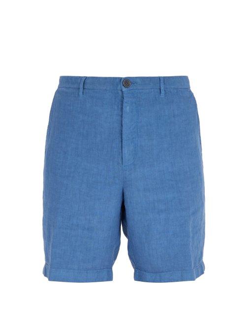 Matchesfashion.com 120% Lino - Slim Fit Linen Shorts - Mens - Dark Blue