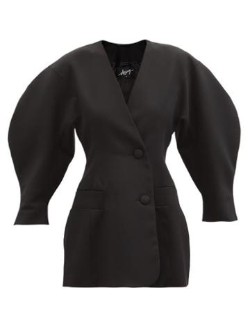 Elzinga - Balloon-sleeve Twill Blazer Mini Dress - Womens - Black