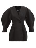 Elzinga - Balloon-sleeve Twill Blazer Mini Dress - Womens - Black