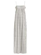 Matchesfashion.com Raey - Grid Check Strappy Maxi Dress - Womens - White Navy