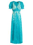 Saloni Lea Embroidered Floral-jacquard Silk Dress