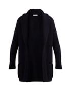 Matchesfashion.com Ryan Roche - Ribbed Cashmere And Silk Blend Cardigan - Womens - Navy
