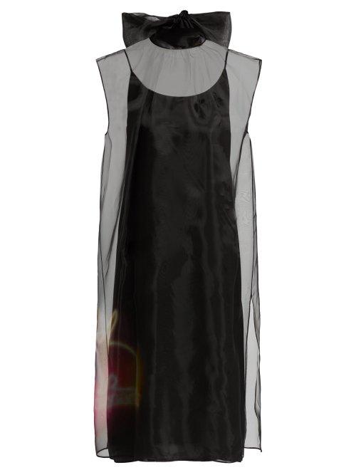 Matchesfashion.com Prada - Neon Rabbit Print Silk Organza Dress - Womens - Black Multi