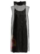 Matchesfashion.com Prada - Neon Rabbit Print Silk Organza Dress - Womens - Black Multi