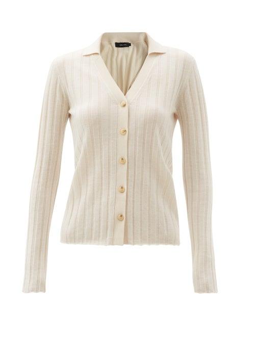 Matchesfashion.com Lisa Yang - Indya Point-collar Ribbed-cashmere Cardigan - Womens - Cream