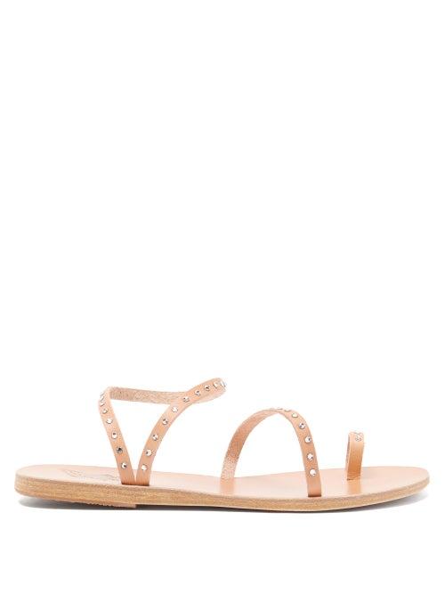 Matchesfashion.com Ancient Greek Sandals - Apli Eleftheria Crystal-studded Leather Sandals - Womens - Tan Silver
