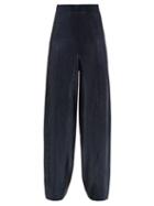 Matchesfashion.com The Vampire's Wife - The Penitent High-rise Wool-blend Lam Trousers - Womens - Navy