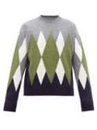 Matchesfashion.com Ami - Argyle Wool Sweater - Mens - Grey