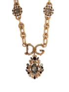 Matchesfashion.com Dolce & Gabbana - Crystal Embellished Logo Necklace - Womens - Crystal