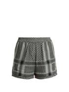 Cecilie Copenhagen High-rise Scarf-jacquard Cotton Shorts