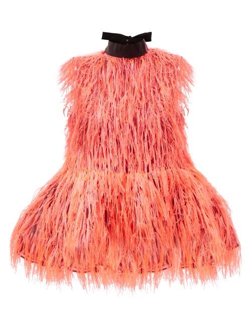 Matchesfashion.com Roksanda - Ysme Feather Fil-coup Peplum Top - Womens - Pink