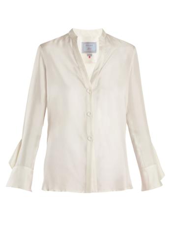 Dovima Paris Lily Fluted-cuff Silk-twill Blouse