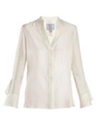 Dovima Paris Lily Fluted-cuff Silk-twill Blouse