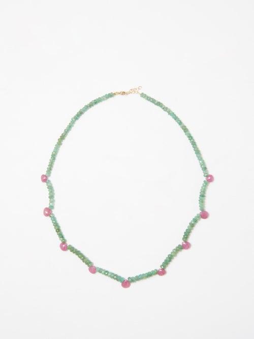 Jia Jia - Emerald, Rubellite & 14kt Gold Necklace - Womens - Green Multi