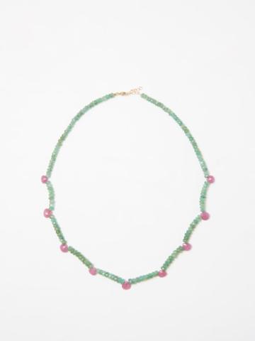 Jia Jia - Emerald, Rubellite & 14kt Gold Necklace - Womens - Green Multi