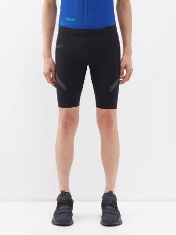 Soar - Laser-cut Stretch-jersey Running Shorts - Mens - Black