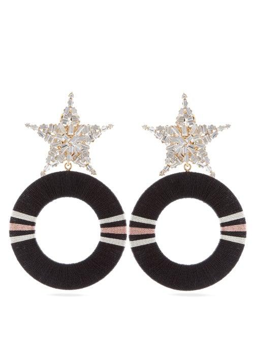 Matchesfashion.com Maryjane Claverol - Gamma Star-stud Crystal-embellished Hoop Earrings - Womens - Pink Multi