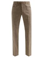 Matchesfashion.com Gucci - G-logo Jacquard Wool Flared-leg Trousers - Mens - Brown