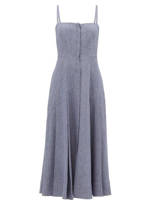Gabriela Hearst - Margritte Square-neck Linen Maxi Dress - Womens - Denim