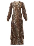 Matchesfashion.com Ganni - Leopard-print Stretch-mesh Wrap Dress - Womens - Leopard