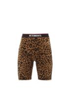 Matchesfashion.com Vetements - Logo-jacquard Leopard-print Jersey Cycling Shorts - Womens - Leopard