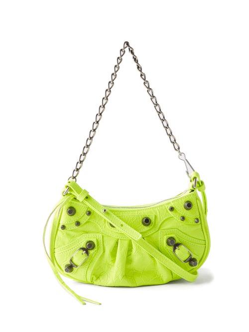 Balenciaga - Cagole Studded Leather Shoulder Bag - Womens - Yellow