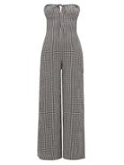 Matchesfashion.com Solid & Striped - Strapless Gingham Seersucker Jumpsuit - Womens - Black White