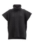 See By Chlo - Roll-neck Wool-blend Poncho - Womens - Charcoal