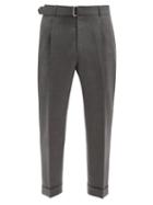 Matchesfashion.com Officine Gnrale - Hugo Belted Wool-fresco Trousers - Mens - Grey