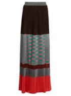 Missoni Pleated Panelled Knit Maxi Skirt
