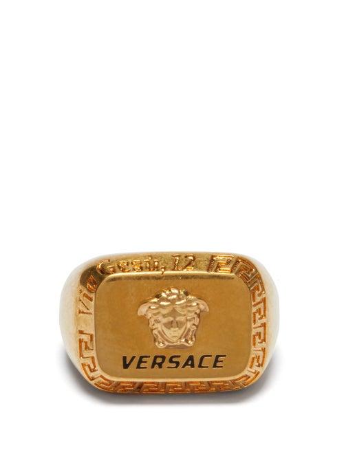 Matchesfashion.com Versace - Medusa Embossed Signet Ring - Mens - Gold