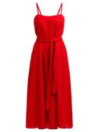 Matchesfashion.com Mara Hoffman - Philomena Gathered Cotton Gauze Midi Dress - Womens - Red