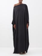 Taller Marmo - Mila Asymmetric Buttoned Crepe Gown - Womens - Black