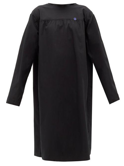 Matchesfashion.com Raf Simons - Tie-back Cotton-poplin Midi Dress - Womens - Black