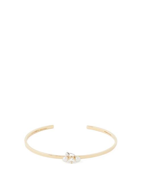 Matchesfashion.com Delfina Delettrez - Diamond, Pearl & 18kt Gold Cuff - Womens - Gold