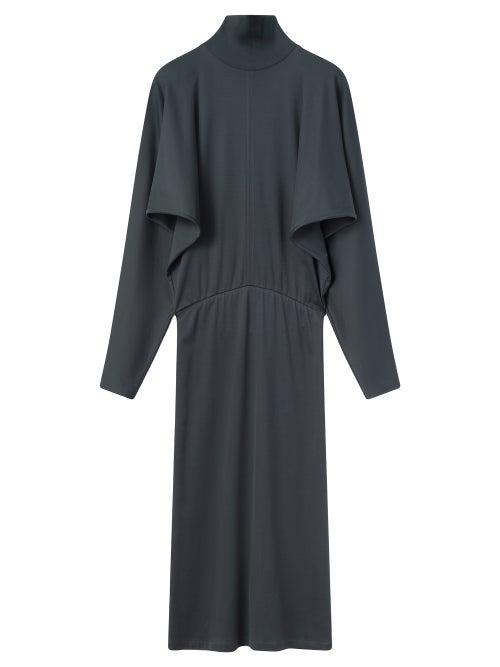 Ladies Rtw Lemaire - High-neck Mercerised-jersey Dress - Womens - Dark Grey