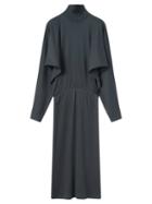 Ladies Rtw Lemaire - High-neck Mercerised-jersey Dress - Womens - Dark Grey