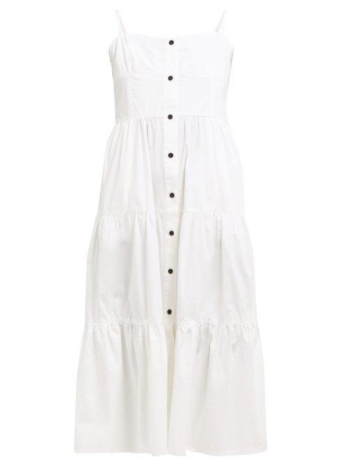 Matchesfashion.com Solid & Striped - Tiered Cotton Poplin Midi Dress - Womens - Ivory