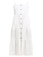 Matchesfashion.com Solid & Striped - Tiered Cotton Poplin Midi Dress - Womens - Ivory