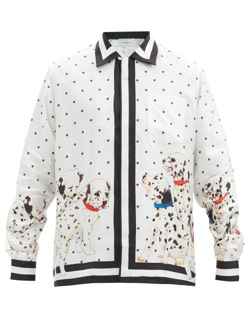 Matchesfashion.com Casablanca - Dalmatian-print Silk-faille Shirt - Mens - White