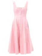 Matchesfashion.com Staud - Loretta Square-neck Cotton-blend Dress - Womens - Pink