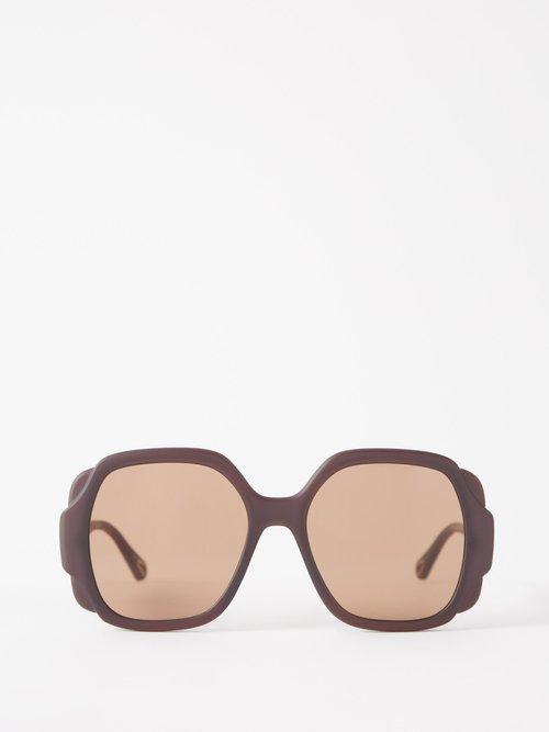 Chlo Eyewear - Mirtha Round Recycled-plastic Sunglasses - Womens - Brown
