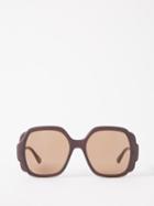 Chlo Eyewear - Mirtha Round Recycled-plastic Sunglasses - Womens - Brown