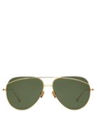 Matchesfashion.com Linda Farrow - Aviator Metal Sunglasses - Womens - Dark Green