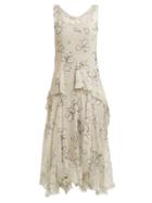 Matchesfashion.com Isa Arfen - Magnolia Print Silk Dress - Womens - White Print
