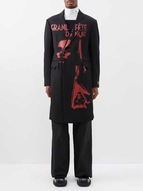 Raf Simons - Grande Ftes De Nuit-print Recycled-fibres Coat - Mens - Black Red